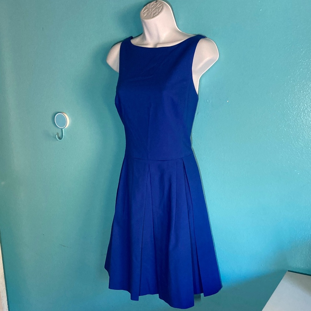 Polo Ralph Lauren Womens Size 6 Fit /Flare Blue Dress Side Zip & Pockets